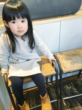 「アイテム（タイツ/ストッキング、ブルー系）」を使った、yuuura＊さん（キッズ・90cm）の秋コーディネート