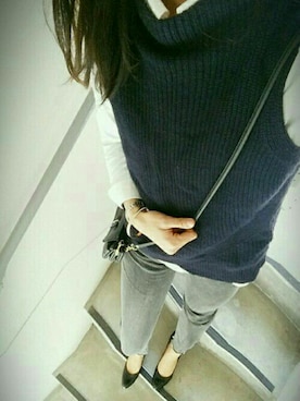 「SPIRALGIRL（スパイラルガール）のアイテム（ベスト）」を使った、yukiさん（レディース・159cm）の春コーディネート