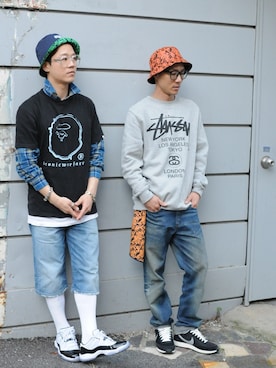 「PYREX VISION（パイレックスヴィジョン）のアイテム（レッグウェア）」を使った、BetweenUSさん（メンズ・174cm）の秋コーディネート