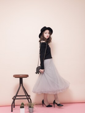 「浪漫兩件式飄逸長洋裝（ワンピース、グレー系）」を使った、JoyceShopさん（レディース・163cm）の冬コーディネート