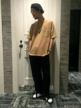 「HARE（ハレ）のアイテム（ハンチング/ベレー帽）」を使った、★菊地 亨さん（メンズ・180cm）の夏コーディネート