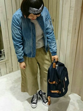 「アイテム（MA-1）」を使った、みそちゃんさん（レディース・158cm・20代）の春コーディネート