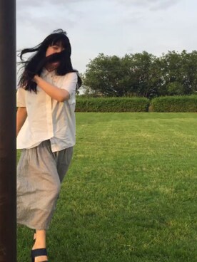 「GAP（ギャップ）のアイテム（シャツ/ブラウス、ホワイト系）」を使った、tofuさん（レディース）の春コーディネート