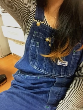 「BIGSMITHのアイテム（サロペット/オーバーオール、ブルー系）」を使った、tofuさん（レディース）の夏コーディネート