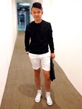 「Paul Smith（ポールスミス）のアイテム（スウェット）」を使った、Eiffel Ethanさん（メンズ・173cm）の夏コーディネート