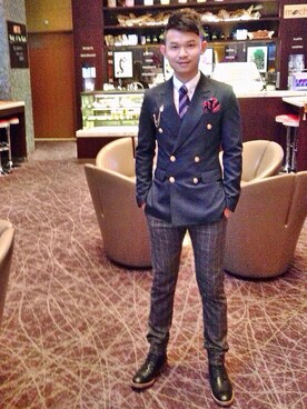 「HUGO BOSS（ヒューゴボス）のアイテム（スーツジャケット）」を使った、Eiffel Ethanさん（メンズ・173cm）の夏コーディネート