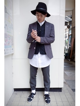 「西裝外套」｜Hardyさん（メンズ・165cm）の冬コーディネート