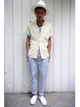 「CANVAS.（キャンバス）のアイテム（パンツ）」を使った、Hardyさん（メンズ・165cm）の夏コーディネート