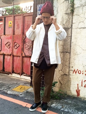 「kimono」｜「アイテム（その他アウター）」を使った、Hardyさん（メンズ・165cm）の冬コーディネート