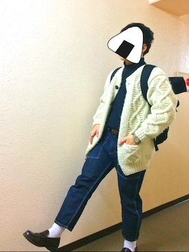 「カウチンセーター」｜「アイテム（アナログ腕時計）」を使った、Yuyaさん（メンズ・165cm）の秋コーディネート