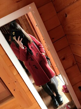 BURBERRY BLUE LABELのダッフルコート（レッド系）を使った人気