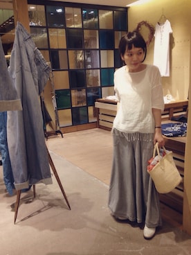 「キュロット」｜「アイテム（その他シューズ）」を使った、ヤマダさん（レディース・162cm）の夏コーディネート