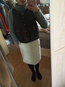 「initial（イニシャル）のアイテム（ベスト）」を使った、chloeさん（レディース・163cm）の冬コーディネート