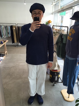 「セントジェームス」｜「アイテム（ハンチング/ベレー帽）」を使った、Takuro Satoさん（メンズ・180cm）の冬コーディネート