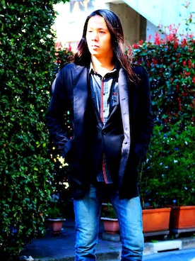 「アイテム（テーラードジャケット）」を使った、GalaabenD Tokyoさん（メンズ・169cm）の春コーディネート