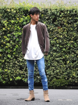 「アイテム（ミリタリージャケット、ブラウン系）」を使った、GalaabenD Tokyoさん（メンズ・182cm）の秋コーディネート