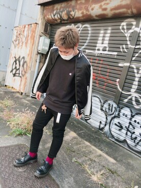 「ユニオンステーション」｜「アイテム（スウェット）」を使った、りっきーさん（メンズ・162cm）の冬コーディネート