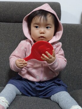 「子供服」｜「アイテム（マウンテンパーカー）」を使った、Mar-tanさん（キッズ・80cm）の春コーディネート