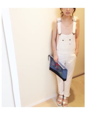 「アイテム（サロペット/オーバーオール）」を使った、sakamoto kanaさん（レディース・155cm）の夏コーディネート