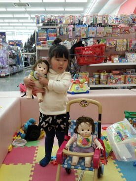 「Moujonjon（ムージョンジョン）のアイテム（ニット/セーター）」を使った、よーこさん（キッズ・90cm）の秋コーディネート