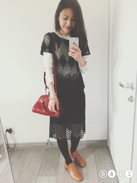 「holiday」｜「アイテム（モカシン/デッキシューズ）」を使った、Renee Luさん（レディース・162cm）の冬コーディネート