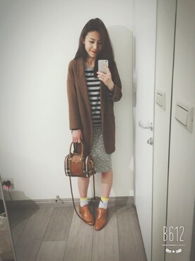 「skirt」｜「アイテム（モカシン/デッキシューズ）」を使った、Renee Luさん（レディース・162cm）の冬コーディネート