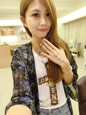 「FOREVER 21」｜「アイテム（ポンチョ）」を使った、Seikoさん（レディース・154cm）の夏コーディネート