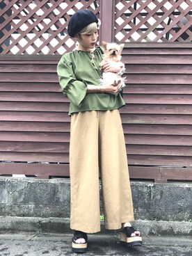 「NOMBRE IMPAIR（ノンブルアンペール）のアイテム（パンツ）」を使った、amp1226さん（レディース・162cm）の秋コーディネート