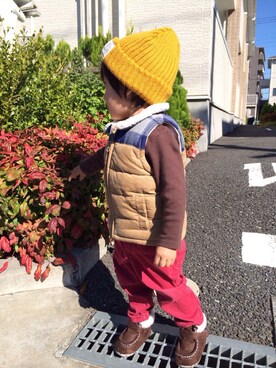 「no brand（ノーブランド）のアイテム（その他シューズ）」を使った、AOIさん（キッズ・90cm）の秋コーディネート