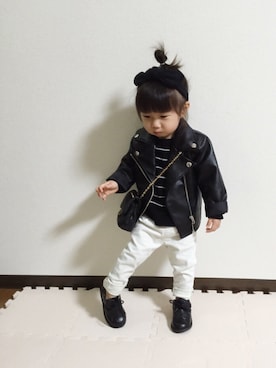 「BREEZE（ブリーズ）のアイテム（その他シューズ）」を使った、𝚏𝚞𝚞*さん（キッズ・80cm）の冬コーディネート