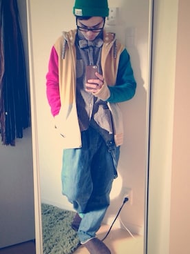 「FRAPBOIS」｜「アイテム（オールインワン・サロペット）」を使った、あっきーさん（メンズ・163cm）の冬コーディネート