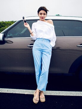 「chuu（チュー）のアイテム（パンツ）」を使った、chuutaiwanさん（レディース・164cm）の春コーディネート