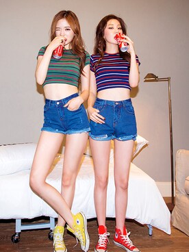 「chuu（チュー）のアイテム（パンツ）」を使った、chuutaiwanさん（レディース・164cm）の夏コーディネート