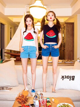 「chuu（チュー）のアイテム（トップス）」を使った、chuutaiwanさん（レディース・164cm）の夏コーディネート