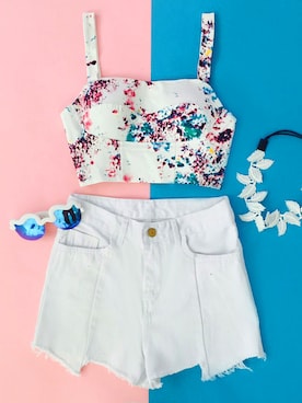 「chuu（チュー）のアイテム（トップス）」を使った、chuutaiwanさん（レディース・164cm）の夏コーディネート