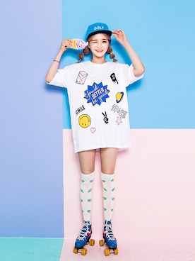 「chuu（チュー）のアイテム（トップス）」を使った、chuutaiwanさん（レディース・164cm）の夏コーディネート