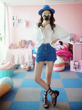 「chuu（チュー）のアイテム（パンツ）」を使った、chuutaiwanさん（レディース・164cm）の夏コーディネート