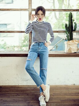 「chuu（チュー）のアイテム（パンツ）」を使った、chuutaiwanさん（レディース・164cm）の秋コーディネート