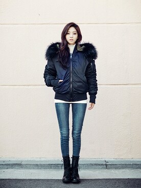 「chuu（チュー）のアイテム（ジャケット/アウター）」を使った、chuutaiwanさん（レディース・164cm）の秋コーディネート