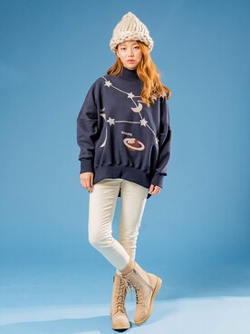 「chuu（チュー）のアイテム（トップス）」を使った、chuutaiwanさん（レディース・164cm）の冬コーディネート