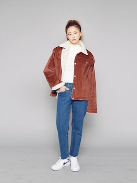 「chuu（チュー）のアイテム（ジャケット/アウター）」を使った、chuutaiwanさん（レディース・164cm）の冬コーディネート