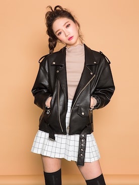 「chuu（チュー）のアイテム（ジャケット/アウター）」を使った、chuutaiwanさん（レディース・164cm）の冬コーディネート