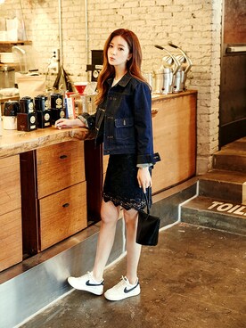 「chuu（チュー）のアイテム（ジャケット/アウター）」を使った、chuutaiwanさん（レディース・164cm）の春コーディネート