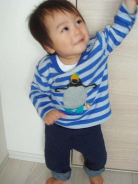 「ボーダーTシャツ」｜りょうがさん（キッズ・80cm）の秋コーディネート