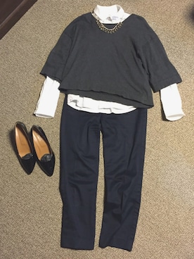 「クロップドパンツ」｜Ri:pomさん（レディース・159cm）の冬コーディネート