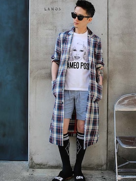「PAMEO POSE」｜「アイテム（その他アウター）」を使った、道守信也さん（メンズ・171cm）の夏コーディネート