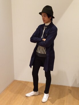 「SEVENDAYS=SUNDAY（セブンデイズサンデイ）のアイテム（帽子）」を使った、藤原 玲さん（メンズ・180cm）の秋コーディネート