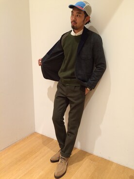「SEVENDAYS=SUNDAY（セブンデイズサンデイ）のアイテム（スラックス）」を使った、藤原 玲さん（メンズ・180cm）の秋コーディネート