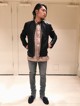 「TAIPEI」｜「アイテム（ライダースジャケット）」を使った、Ryanさん（メンズ・168cm）の秋コーディネート