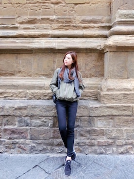 「Alpha Industries（アルファインダストリーズ）のアイテム（スタジャン）」を使った、MILIさん（レディース・168cm）の秋コーディネート